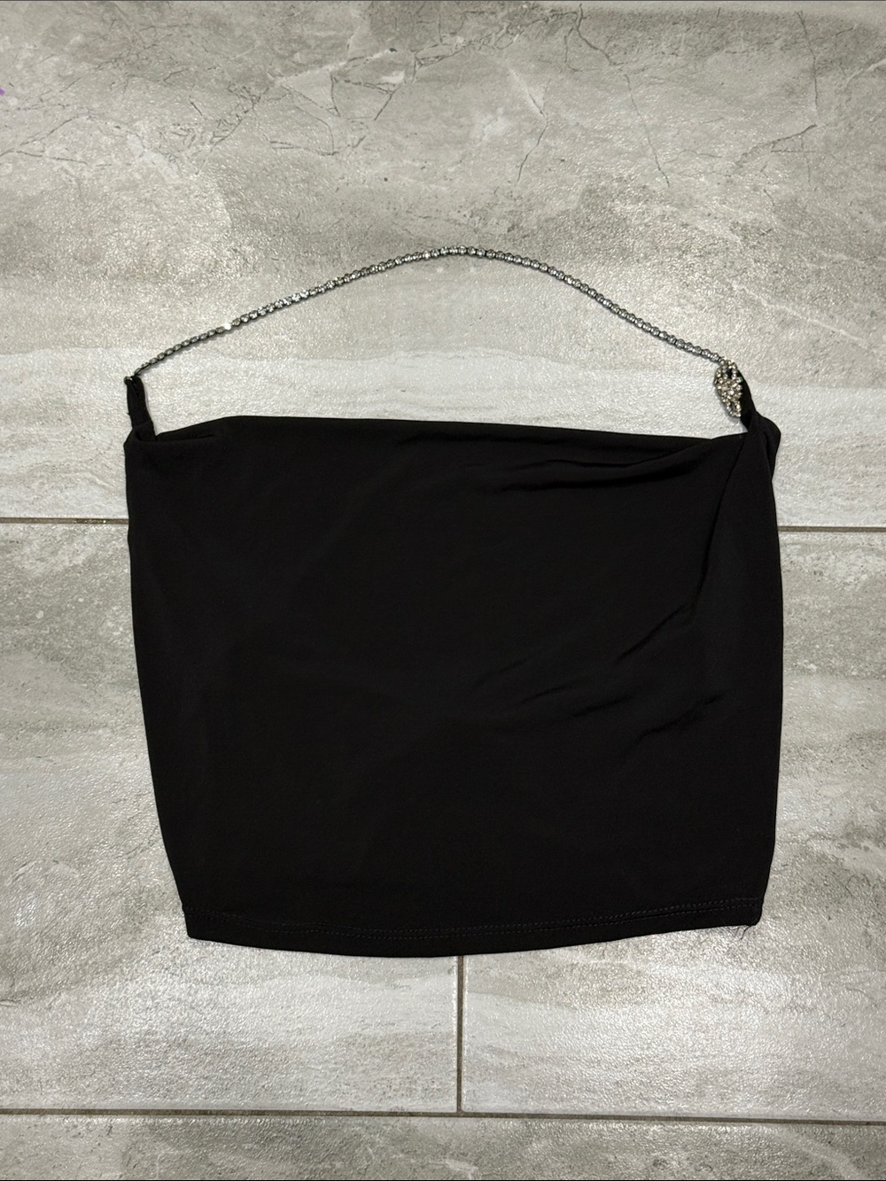 Black Chain Strap Mini Skirt